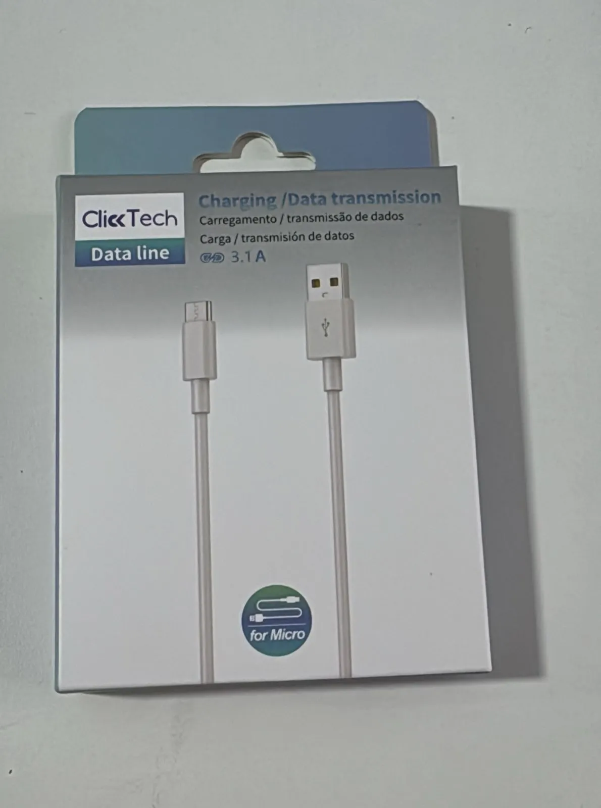 [A1MWH2] Cable Clicktech 3.1 USB a Micro 1M Blanco'
