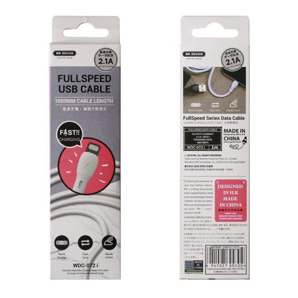 [AWDC072IWH] Cable iPhone Lightning Wk WDC-072I - Blanco