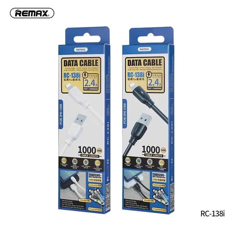 Cable USB a Lightning Remax - RC-138I - Blanco y Negro