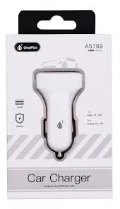 [A4AWH] Cargador de Auto Doble USB 2.4A - Oneplus A5789 - Blanco