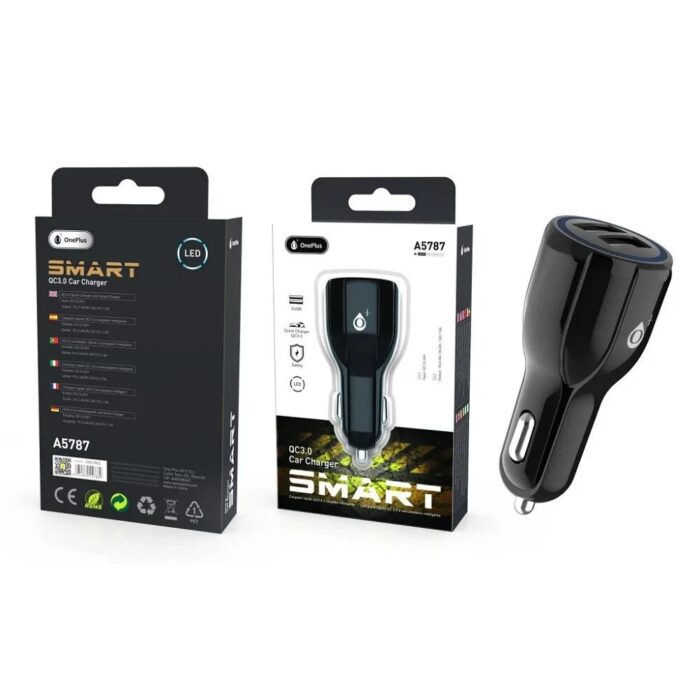 [A18W] Cargador de Auto Doble USB QC3.0 - Oneplus A5787 18W