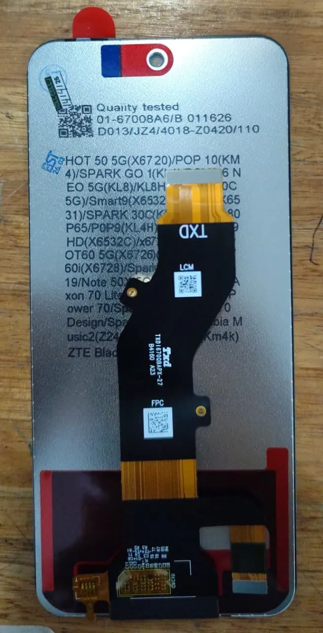 Módulo Infinix HOT 50 5G / Spark GO 1 / POVA 6 NEO 5G / Spark 30C 5G / Smart 9 / HOT 50I / HOT 30 5G / HOT 60I / Spark 40 / Note 50X 5G / ZTE Axon 70 Lite / ZTE Blade V70 Vita / Spark Go 2 / V70 Design / Spark 40 / Nubia Music 2 / Spark 40C / ZTE Blade V70