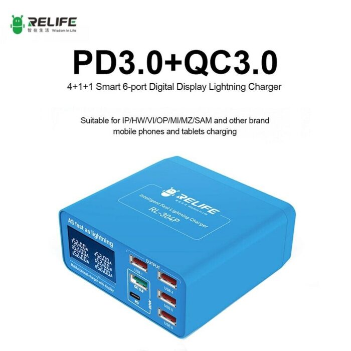Multipuerto 6 Puertos USB 3.0 Relife RL-304P Icharge